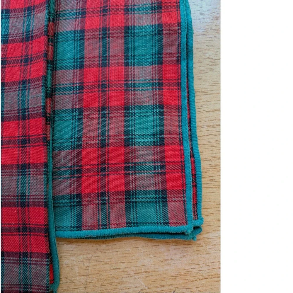 Vintage Red Green Tartan Plaid Dinner Napkins Set of 4 Christmas Holiday 19x18.5